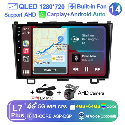 LEHX Pro 5G WIFI 8 Core Android 14 2 Din Autoradio Car Radio Multimedia Player For Honda CRV CR-V 2006-2011 Carplay gps dvd QLED
