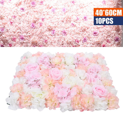 Romantic Silk Flower Wall Panel for Wedding and Event Decor, 60x40cm, Easy to Mount, Ideal for Backgrounds, Candy Walls, and