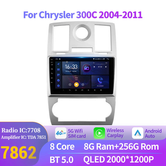 NAVISTART For Chrysler 300C 2004-2011 Car Radio Autoradio Multimedia Navigation Android 14 Carplay 8+128G 2K QLED Screen
