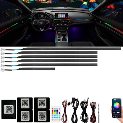 22in1 Universal Symphony Colorful Car Ambient Light Neon RGB Automobile Acrylic Strip Decor lamp APP & RF Remote Controller