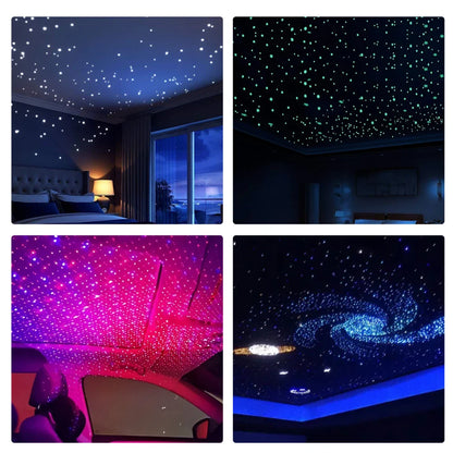 16W 4-Head Starry Sky Lamp Split Machine 840Pcs Fiber Optic RGBW Meteor Headliner Car Roof Starlight  APP/RF Remote Music Mode