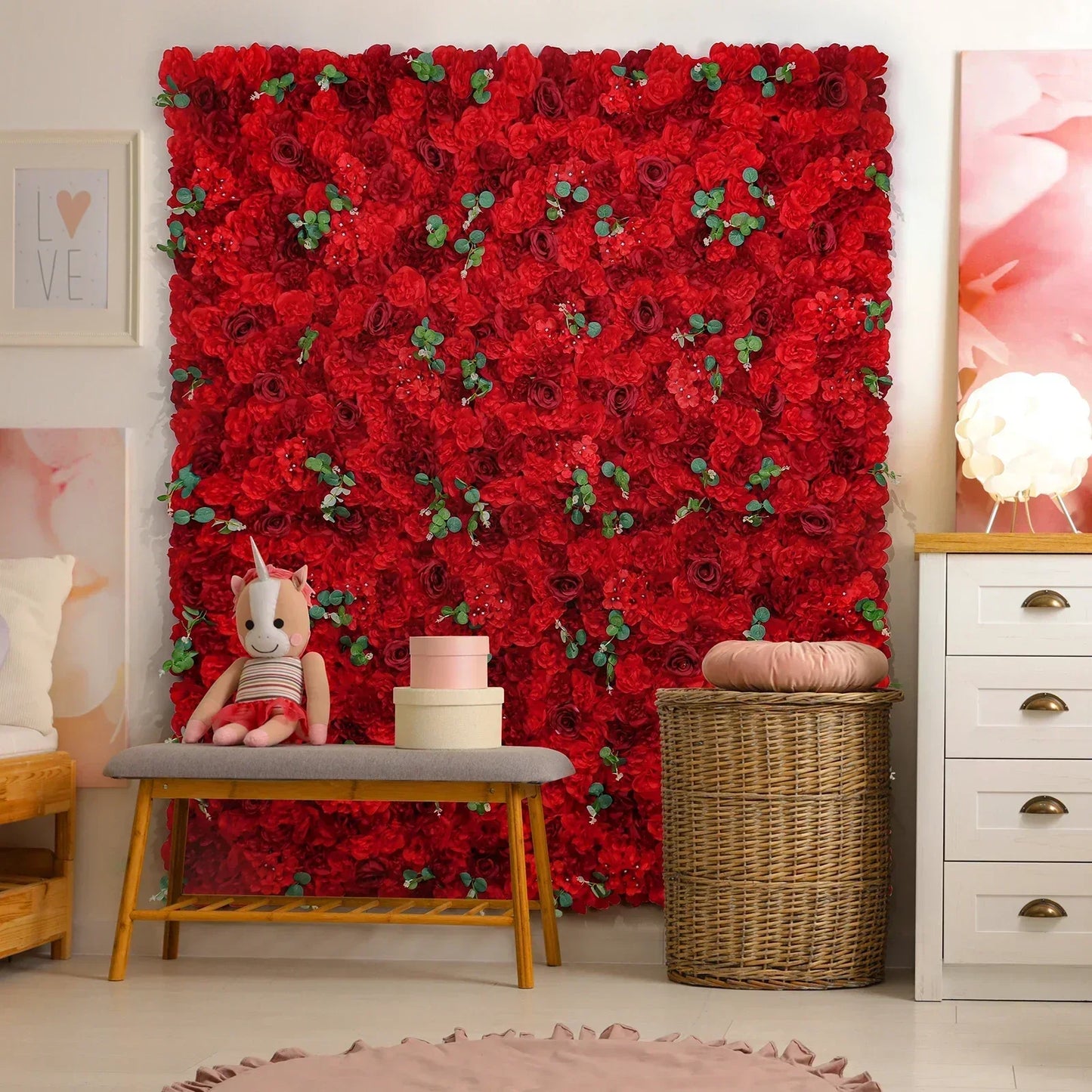 18pcs 3D Flowers Wall Backdrop16.5* 16.5Inch  Artificial Silk Roses Panels Home decoration Floral Ideal for Wedding Celebrations