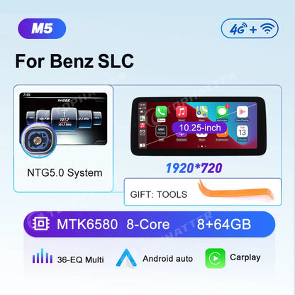 10.25 Car Radio For Mercedes Benz SL SLK SLC R231 R172 CarPlay Android Auto Multimedia Player 668S Head Unit Screen DSP Video