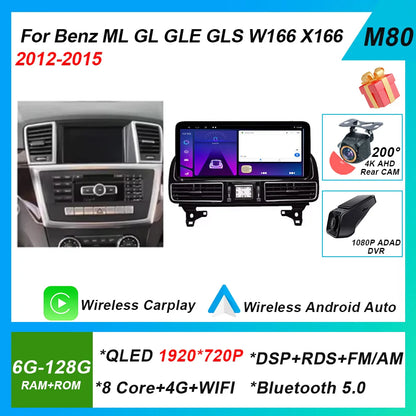 Android 14 Radio For Mercedes Benz ML GL GLE GLS W166 X166 2012-2019 12.3” 4.5NTG 5.0NTG Car Raido Multimedia Video Player GPS