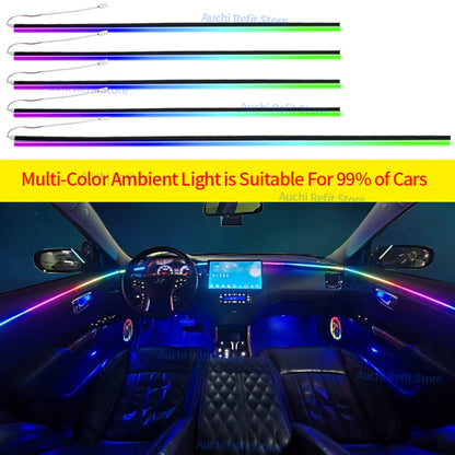 New 18 in 1 RGB LED 64 Colours Car Interior Ambient Light Modification App Control DIY Dashboard Door Symphony Decorate Lights