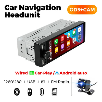 1din 6.86-inch HD Screen Radio Multimedia Smart CarPlay Android Auto Video Player for VW Kia Ford Toyota Mazda Universal Car USB