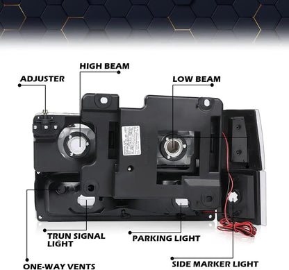 Corner Headlight Bumper Lamp Compatible with Gmc C10 C/K Suburban 1994 1995 1996 1997 1998 1999 2000