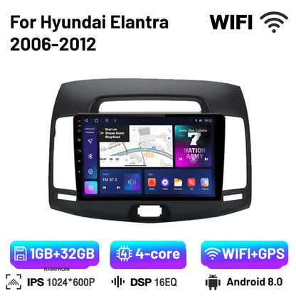 2Din Car Radio Android 13 Multimedia Player GPS Navigation Stereo Carplay Bluetooth Autoradio For Hyundai Elantra 4 2006-2012