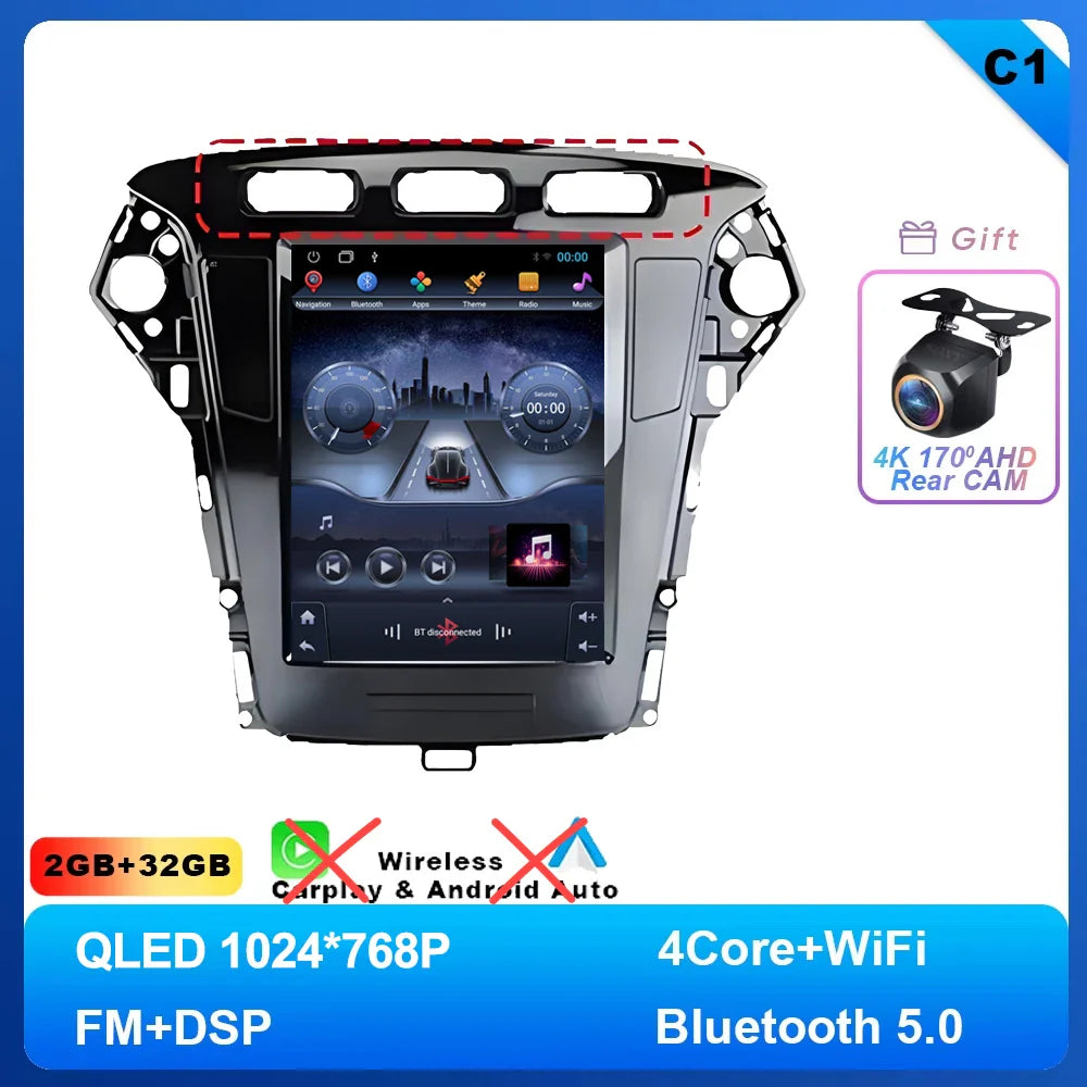 9.7 inch Android 14 Car Radio For Ford Mondeo MK4 2011 - 2013 Navigation Autoradio Multimedia Player DVD GPS Stereo WIFI 4G DVD