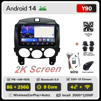 Android 14 Car For MAZDA 2 Mazda2 2007 2008 2009 2010 2011 2012 2013 2014 GPS Navi No 2 din Autoradio Car Android Radio Screen