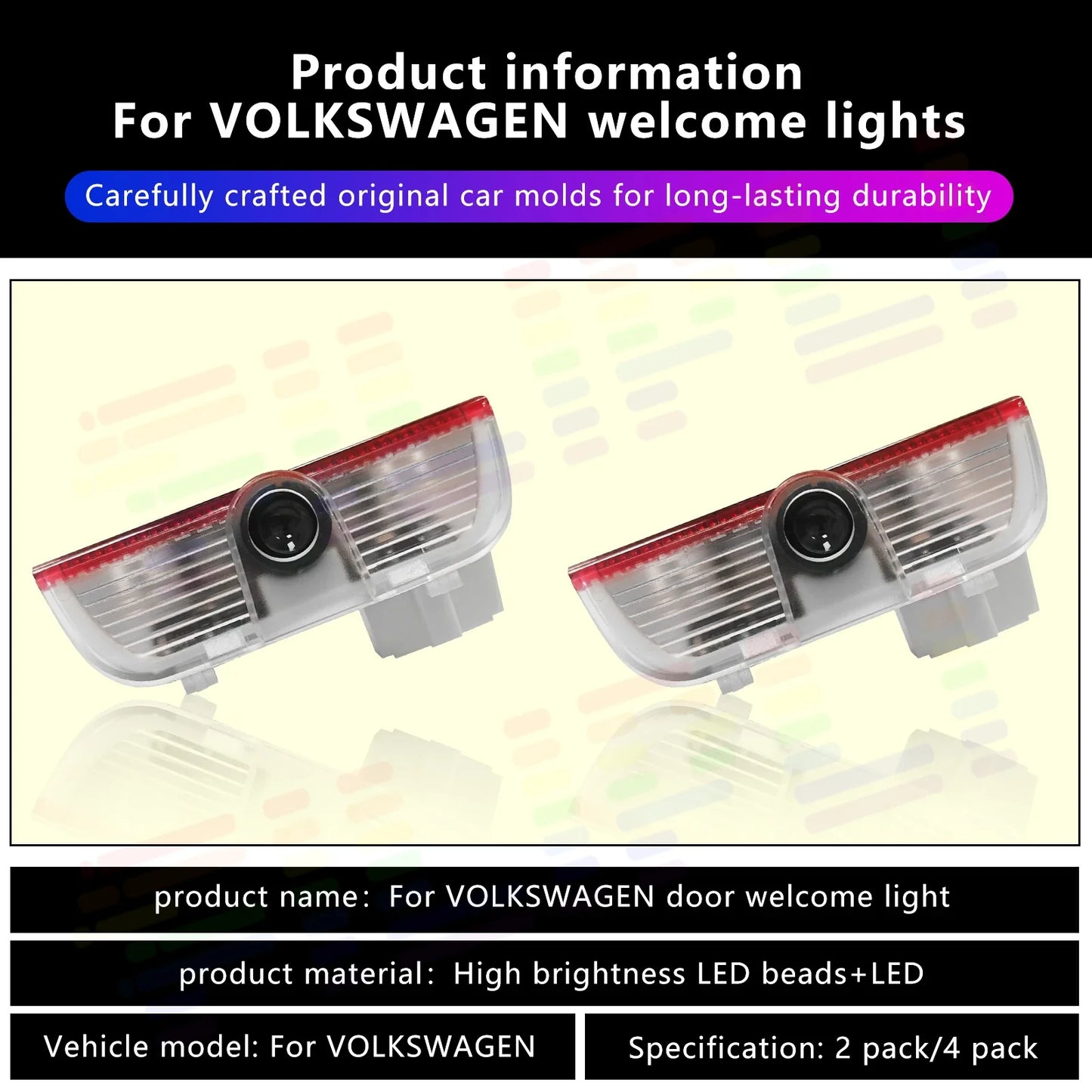 Car Emblem Projector Lights Door Welcome Lamps For Volkswagen For Magotan For Passat Variant  For Golf For Sagitar For Passat