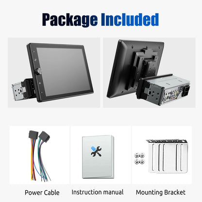 ESSGOO 10 Inch Rotatable 90° IPS Touchscreen Single 1 DIN Car Stereo Wireless Apple Carplay Android Auto USB AUX TF FM Bluetooth