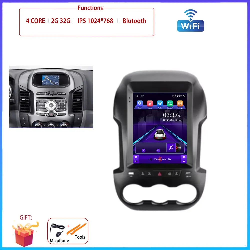 9.7 inch Car Video Radio Player Wireless Carplay DSP Stereo Touch Screen Auto Tools BT  For Ford Ranger 3 2011-2015 AM/FM/RDS