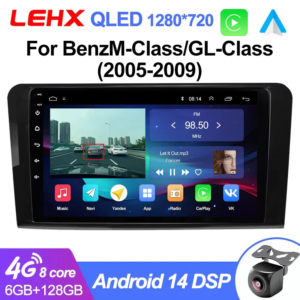 LEHX L6Pro 2 DIN Android 14 Car Radio For Mercedes Benz ML GL aW164 ML350 ML500 GL320 X164 ML280 GL350 GL450 Carplay Auto Audio