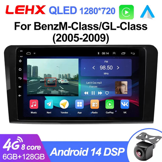LEHX L6Pro 2 DIN Android 14 Car Radio For Mercedes Benz ML GL aW164 ML350 ML500 GL320 X164 ML280 GL350 GL450 Carplay Auto Audio