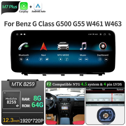 Car Radio For Mercedes Benz G Class G500 G55 W461 W463 2008-2015 Android 14 Wireless BT Carplay Snapdragon 680 Head Unit Screen