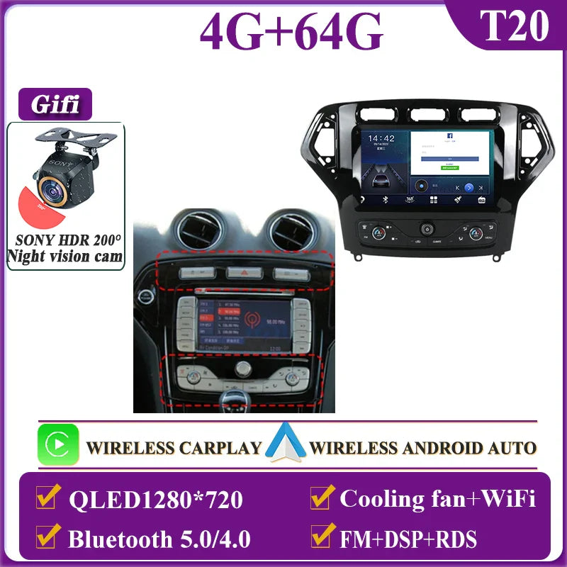 Autostereo 14 For Ford Mondeo MK4 2007-2014 Car Multimedia Video Player GPS Navigation Radio Android 13 Auto Carplay No 2Din DVD