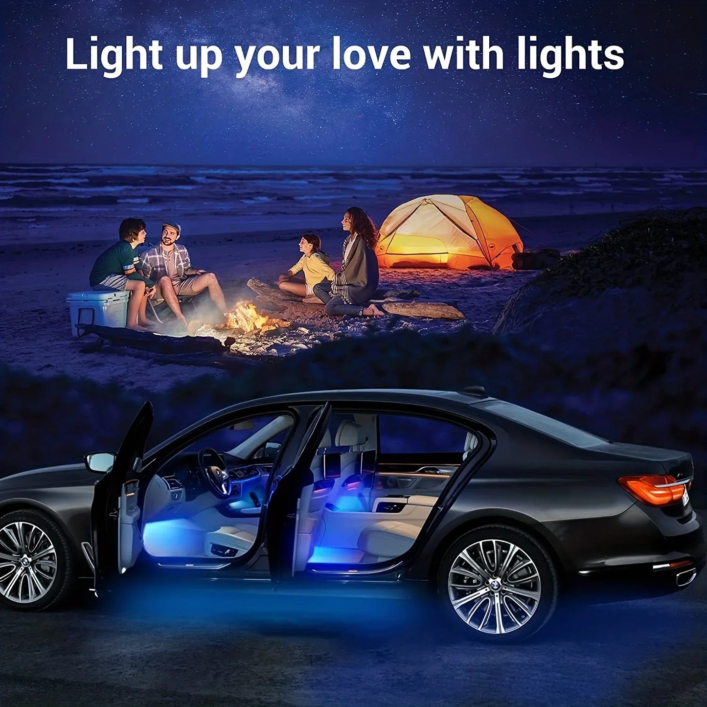 For Volvo XC40 Car Interior Mood Ambient Light RGB 64-Color LED Smart Remote Control Atmosphere Lamp Energy Saving Kit