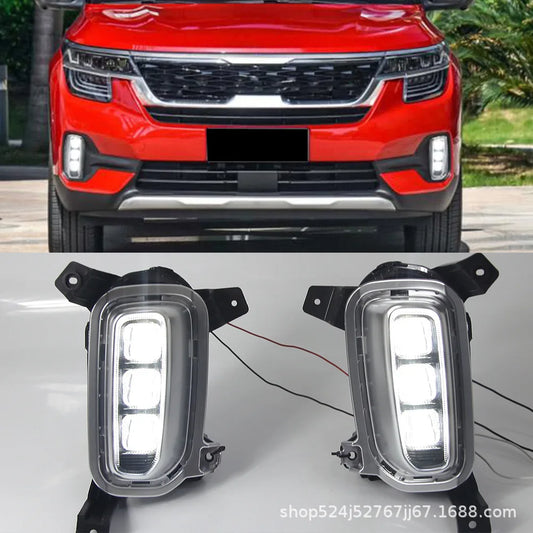 For Kia 20-21 Seltos daytime running lights LED front fog lights KX3 daytime running lights turn signal lights