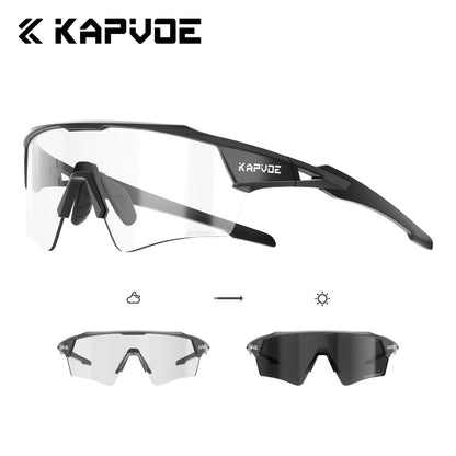 Kapvoe New Photochromic Cycling Sunglasses Men Women MTB Glasses UV400 Bicycle Eyewear Outdoor Sports Running Road Bike Goggles