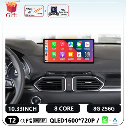10.33 Inch Android 14 for Mazda CX-5 2018 Car BT 5.0 Car Radio Player GPS Stereo System 1600*720P 4G WIFI FM GPS  BT 5.0 DSP