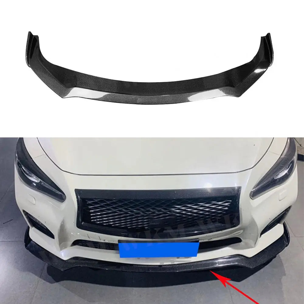 Carbon Fiber Front Bumper Lip Spoiler Protector Covers For Infiniti Q50 Sport 2014-2017 car styling