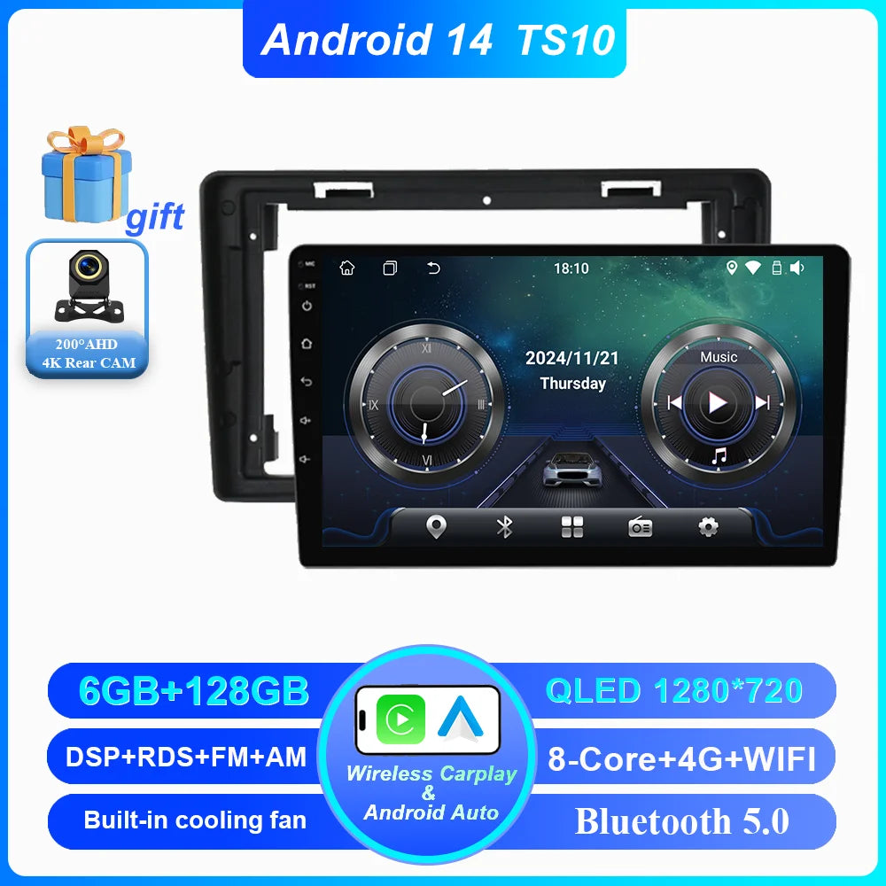 Car DVD Android 14 Radio Stereo For Citroen C2 C3 2001 2002 2003 -2010 Auto Multimedia Video Player GPS Navigation NO 2Din WIFI