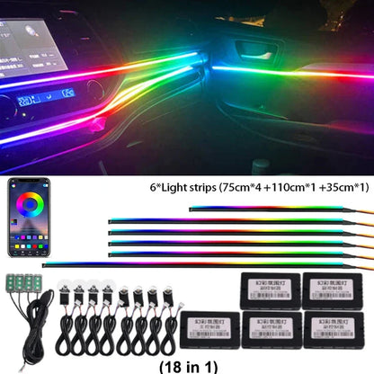 For Toyota Crown Car Interior Mood Ambient Light RGB 64-Color LED Smart Remote Control Atmosphere Lamp Energy Saving Kit