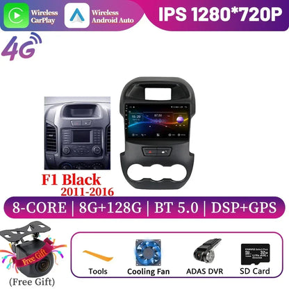 Android 14 For Ford Ranger 3 2011-2015 Car Radio Multimedia Navigation 4G GPS Bluetooth Wireless Carplay Head Unit Screen Stereo