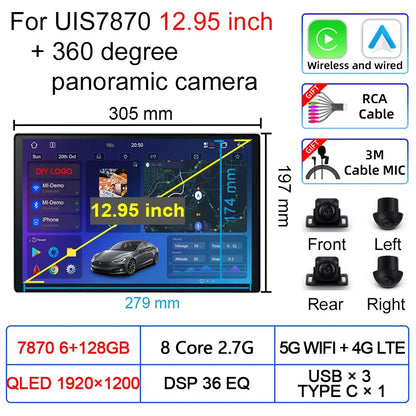 Upgradation UIS 7870 Android 11 13 inch Car Multimedia AI Voice mp5 Palyer gps navigation Carplay Auto Stereo Radio Head Unit