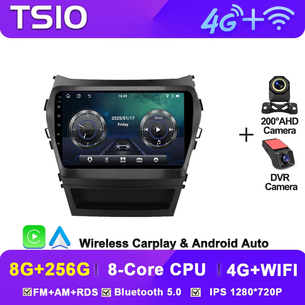 Car Multimedia Video Radio Player For Hyundai Santa Fe IX45 2013 - 2017 Wireless Android Auto CarPlay 8 Core GPS Navigation BT