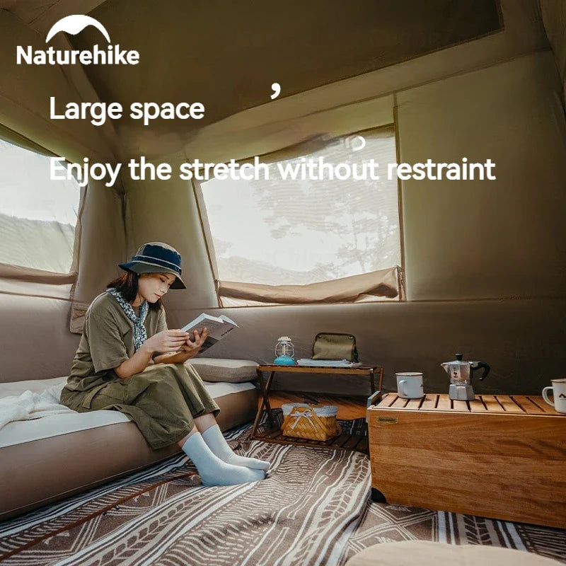 Naturehike Village 6.0 One Touch Tent Hut Automatic Tent for 4-8 People Family Camping UPF11000+ Waterproof 150D Black Coated