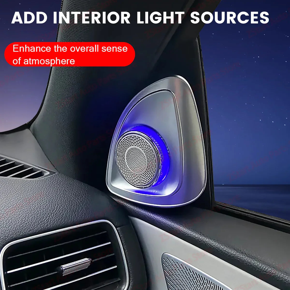 4D Rotating Tweeter Speaker 64 Colors Car Treble Horn Tuning For Mercedes Benz 2020+ W167 GLE GLS Car Horn Refit Ambient light