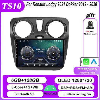 4G Carplay Android Auto Radio For Renault Lodgy 2021 Dokker 2012 - 2020 Auto Multimidia Player QLED Screen 2din Stereo Head Unit