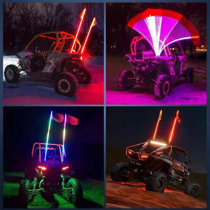 2pcs RGB Led Whip Lights Flag Antenna Lamp Remote Control Atmosphere Lamps Warning Lights for Jeep RZR ATV UTV SUV Car Truck