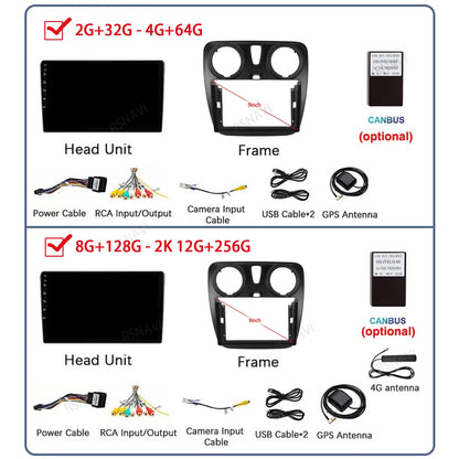 Android 14 Car Radio Multimedia For Renault Lodgy Dacia Dokker 2012 2013 2014 - 2021 2Din Autoradio Auto Carplay 4G WIFI Stereo