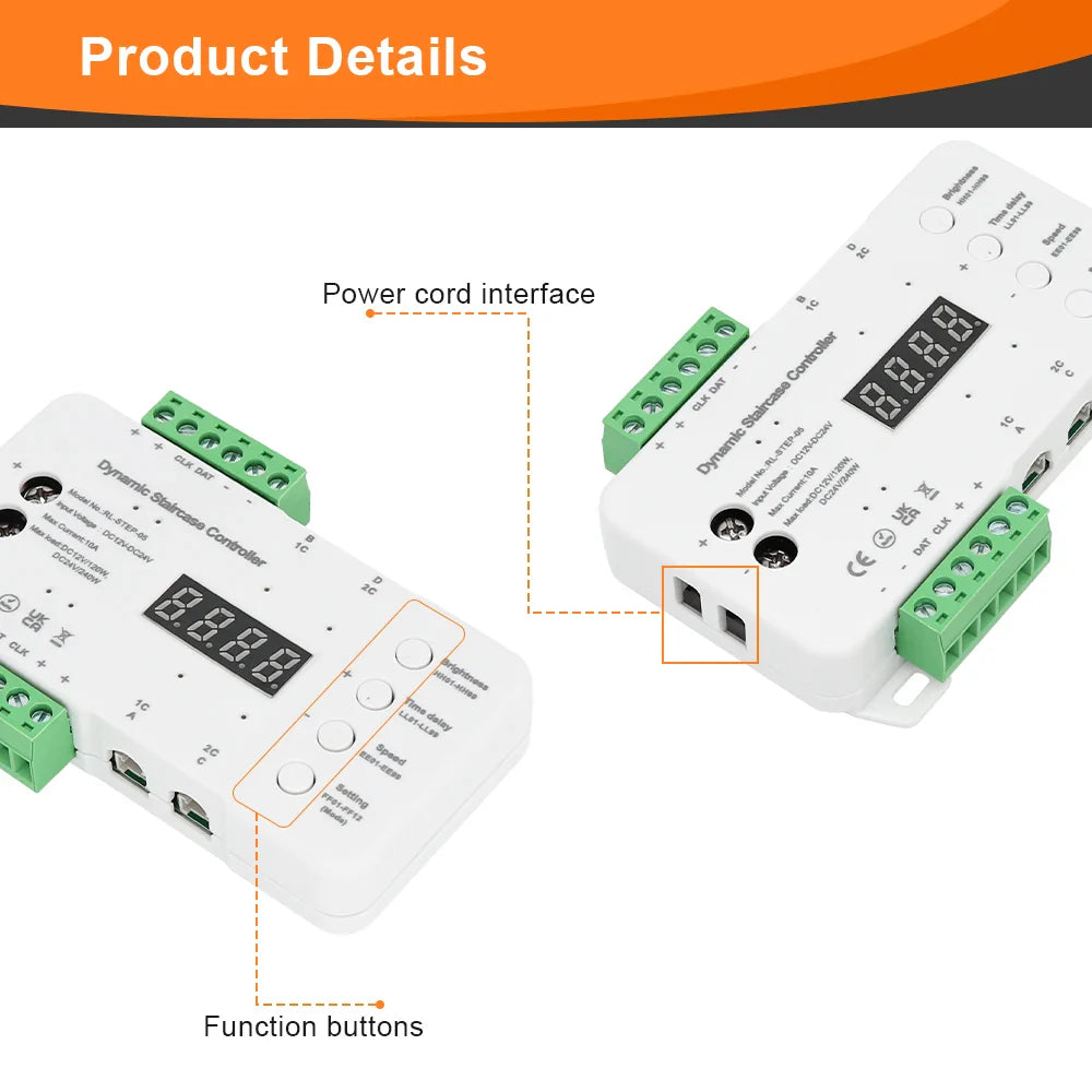 Intelligent Motion Sensor Stair Light Smart Controller 10 20 32 40 Steps Fast Install High Bright COB LED Strip Full Set STEP-05 power tools