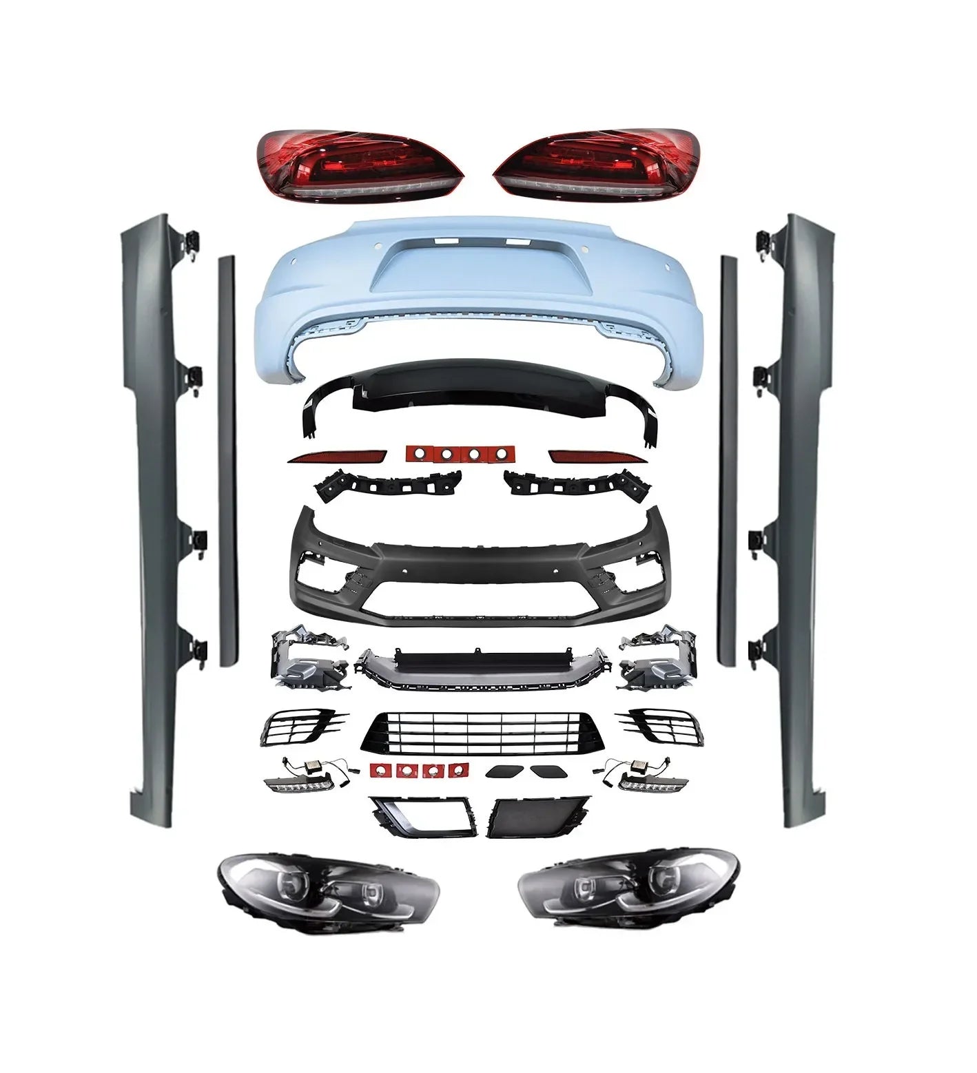 Modify car parts Scirocco 2010-2014 facelift 2015- R Tuning auto parts For Volkswagen upgrade body kits with headlamp taillamp