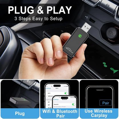 BRUXE 2025 2 in 1 Wired to Wireless CarPlay Adapter Android Auto Dongle CarPlay Conversion Box for Original Wired CarPlay Car