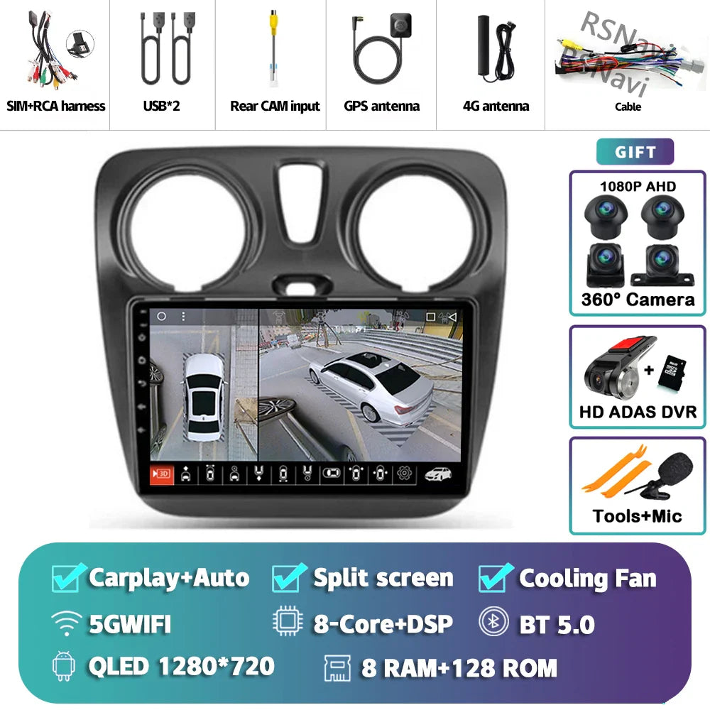 Android 14 Car Radio For Renault Lodgy Dacia Dokker 2012 2013 - 2021 Autoradio Auto Carplay WIFI+4G Multimedia DSP Stereo Player
