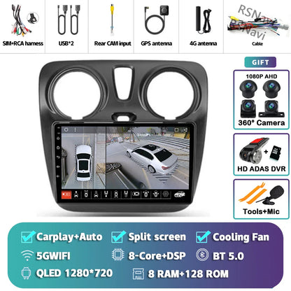 Android 14 Car Radio For Renault Lodgy Dacia Dokker 2012 2013 - 2021 Autoradio Auto Carplay WIFI+4G Multimedia DSP Stereo Player