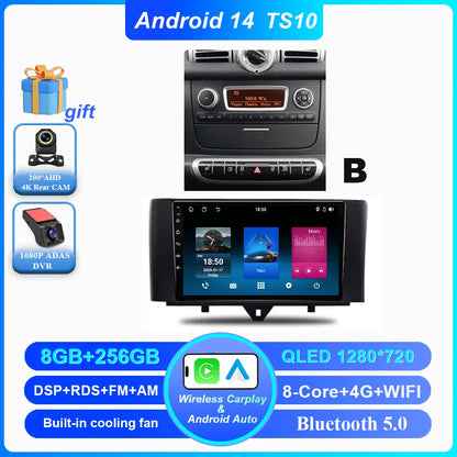 Car Android 14 GPS Navigation For Mercedes Benz Smart Fortwo 451 2010 - 2015 Auto Radio Stereo Multimidia Player Carplay NO 2DIN
