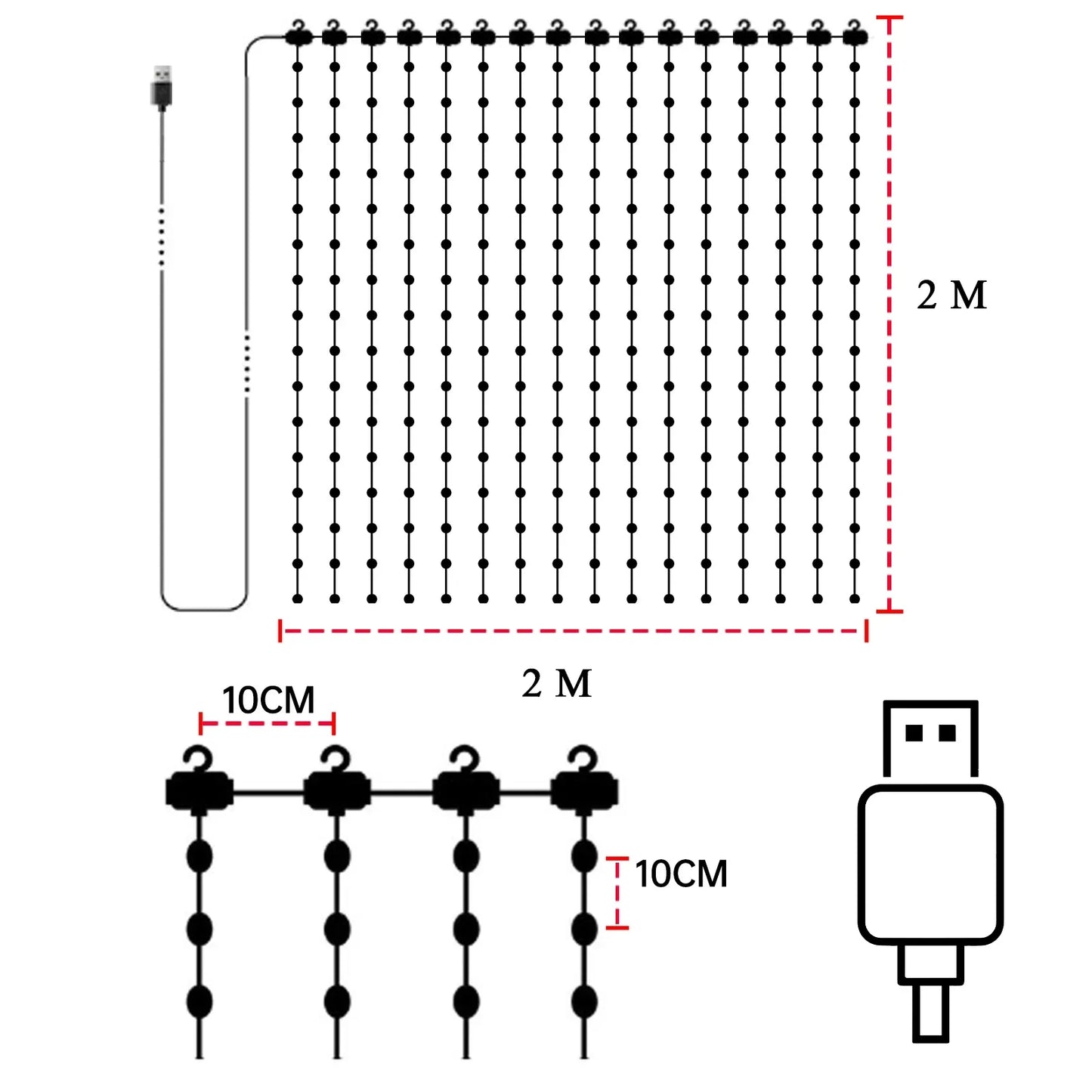 LED Intelligent LED DIY Curtain Light Remote Control Background Wall Bedroom Decoration Light Christmas and Halloween Decoration