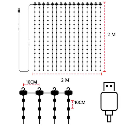 LED Intelligent LED DIY Curtain Light Remote Control Background Wall Bedroom Decoration Light Christmas and Halloween Decoration