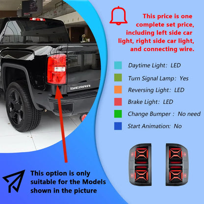 Car Taillights Assembly For GMC Sierra 2014-2018 LED Auto Back Lamps Upgrade Highlight Flashing Signal Light Tools Accessories