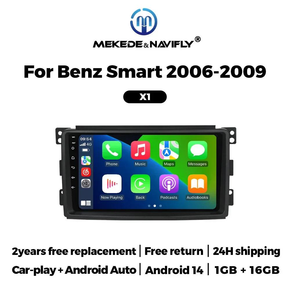 MEKEDE Car Intelligent System for Mercedes Benz Smart Fortwo 451 2005 - 2015 IPS Touch Screen Android Radio 2 Din Carplay