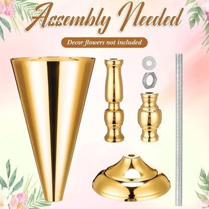 20 Pcs 16.5 Inches Tall Gold Vase Centerpiece Wedding Metal Flower Stand Trumpet Vase Tabletop Suitable for living room,bedroom