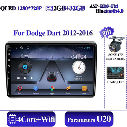 Wireless Android Auto Carplay For Dodge Dart 2012-2016 Car Multimedia Player 5G Wifi GPS Intelligent System 8 core Touch Display