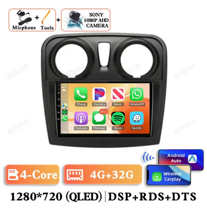 Android 15 For Renault Logan 2 Sandero 2 2012 - 2019 Stereo Qualcomm 5G WIFI DVD DSP QLED Head Unit Viedo Player Autoradio GPS