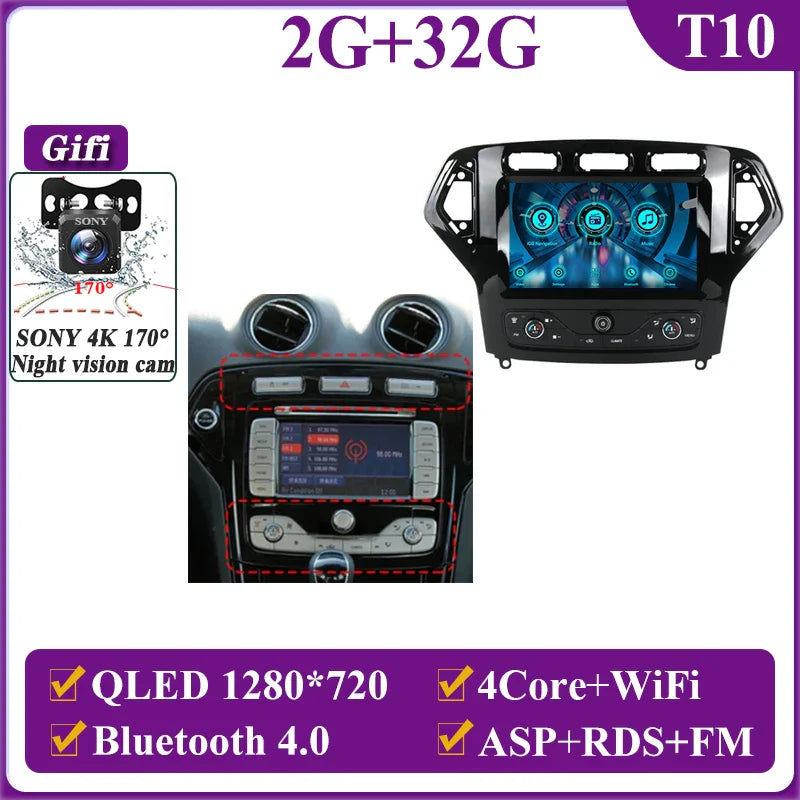 Autostereo 14 For Ford Mondeo MK4 2007-2014 Car Multimedia Video Player GPS Navigation Radio Android 13 Auto Carplay No 2Din DVD